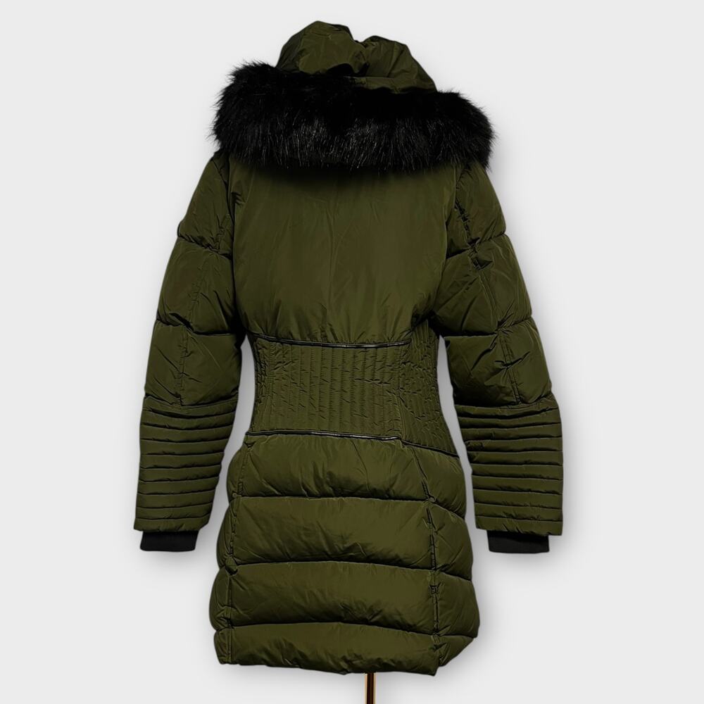 Noize Gigi Vegan Faux Fur Trim Quilted Parka in Olive Size XL NEW - Picture 3 of 7